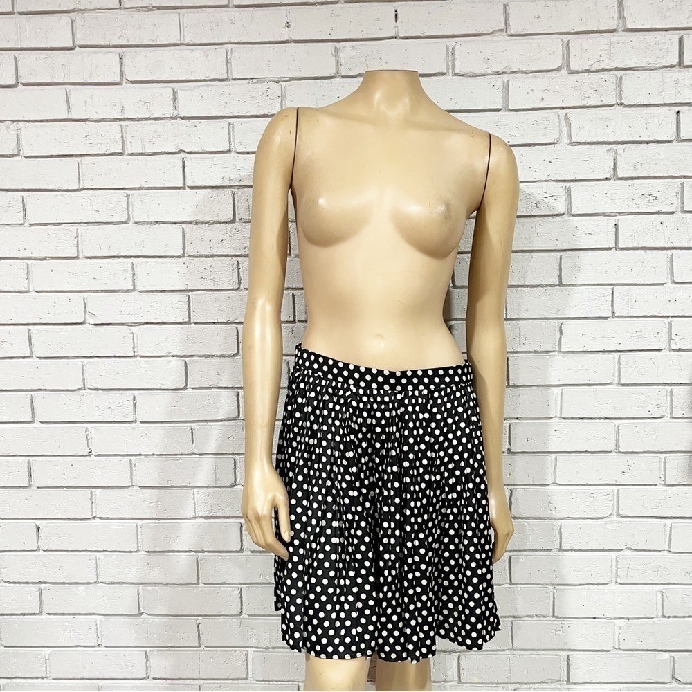 J.Crew Black White Polka Dot Pleated Mini Skirt Flared Coquette Retro 6 NWT